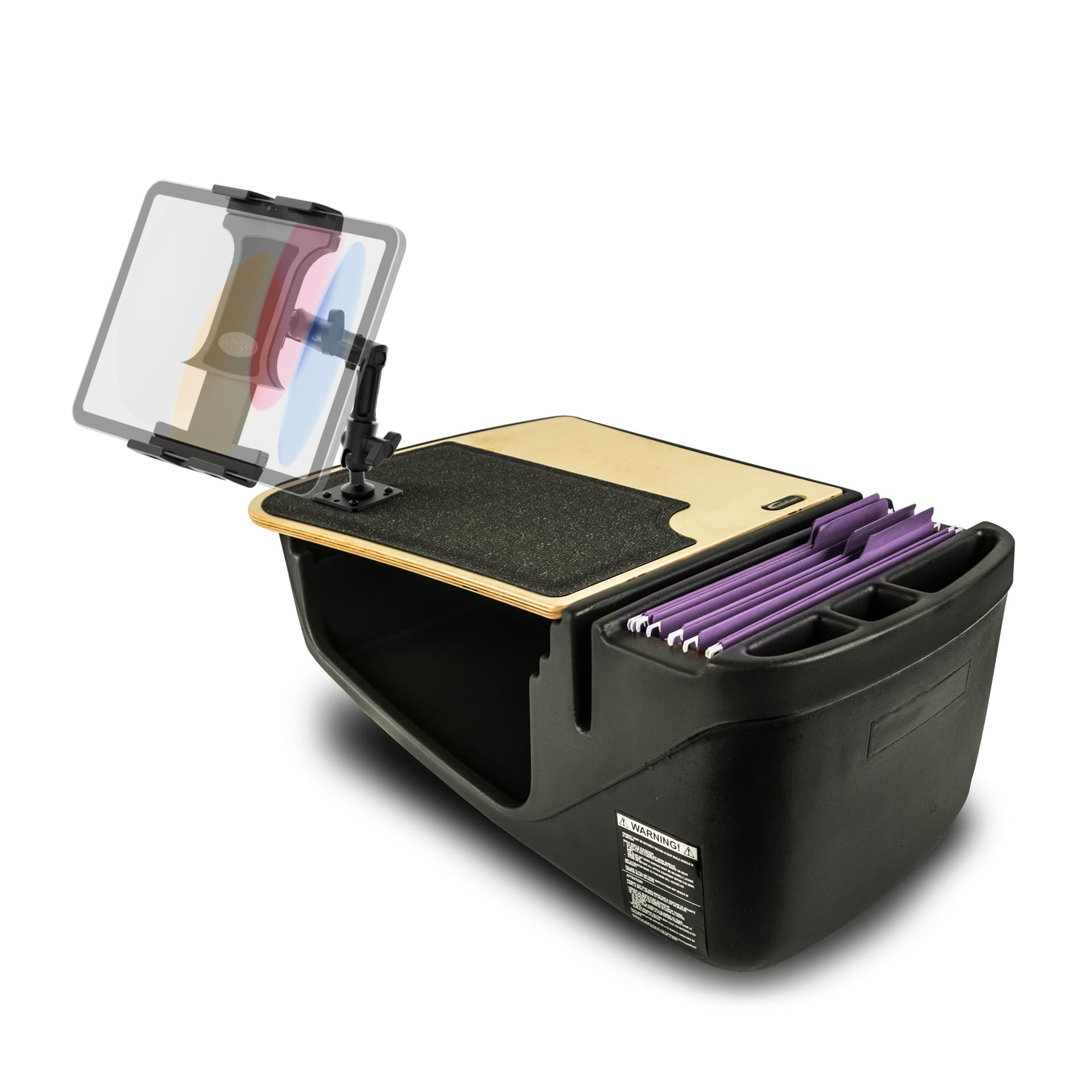 AutoExec GripMaster Efficiency Car Desk with Slim-Grip® Ultra Pro Multi-Angle Mount - Mahogany