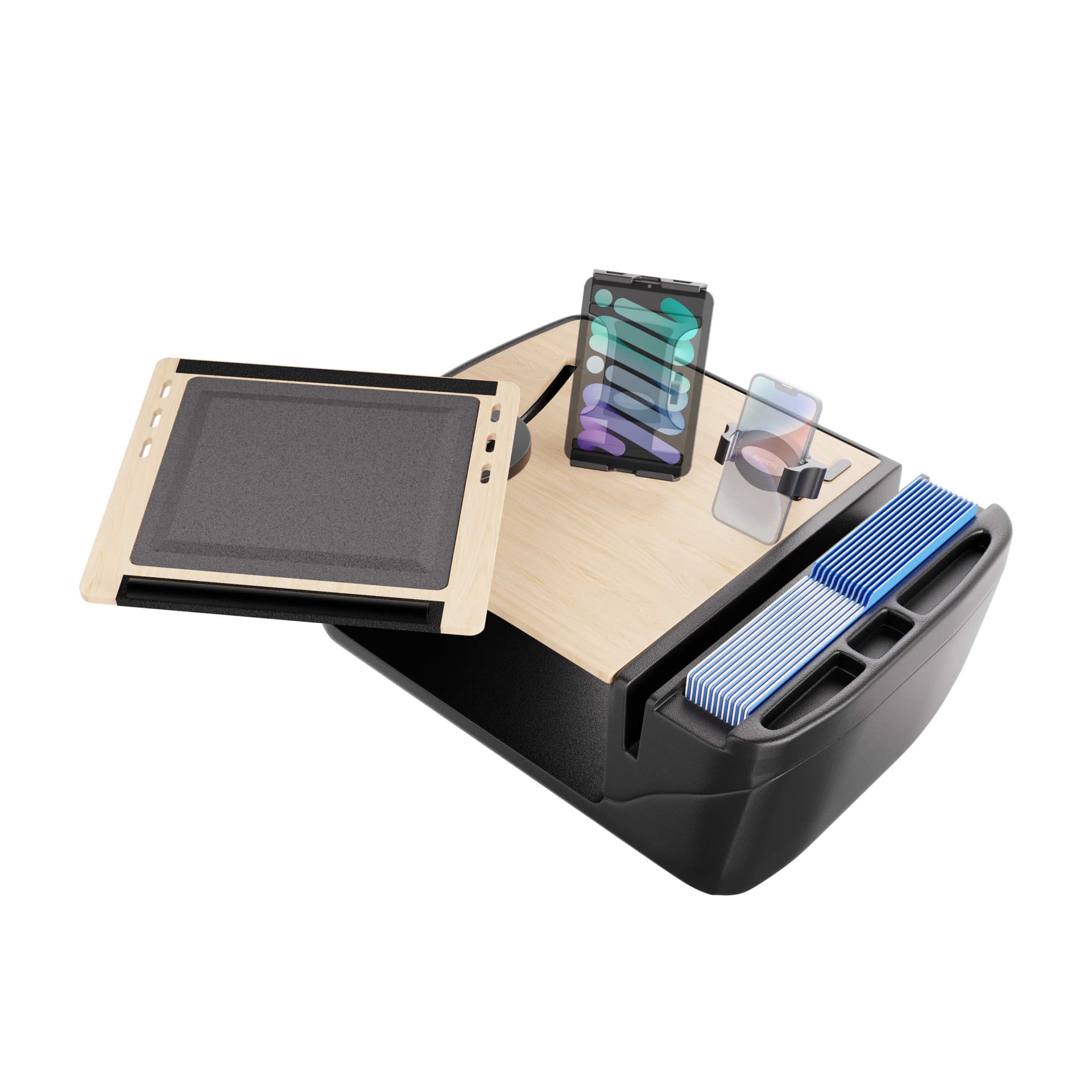 Arkon AutoExec Reach Front Seat Car Desk with Slim-Grip® Ultra Pro and RoadVise® Ultra Pro Drill-Base Mount