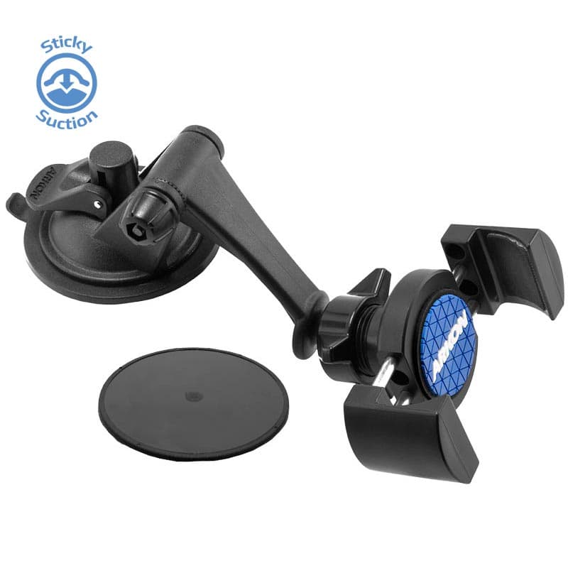Arkon RoadVise Series - Sticky Suction Universal Smartphone Mount for Dash / Windshield (RV001WR + GN079)