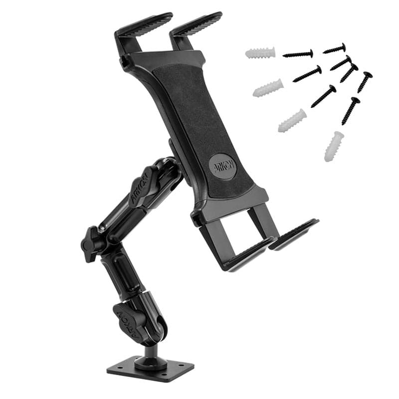 Arkon Tablet Mount Bundle 8in Heavy-Duty Multi-Angle with 4-Hole Drill Base